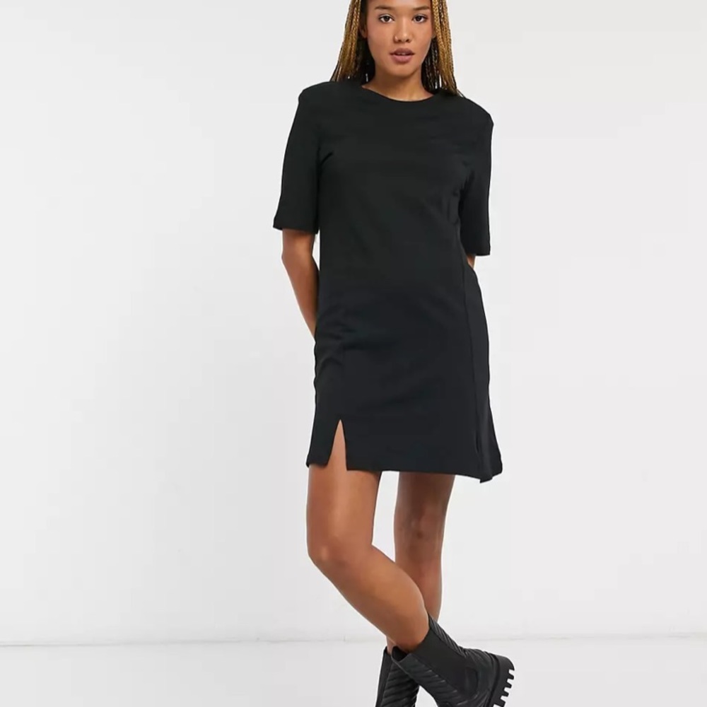 Monki Andrea Mini Cotton Tee Shirt Dress with Slits